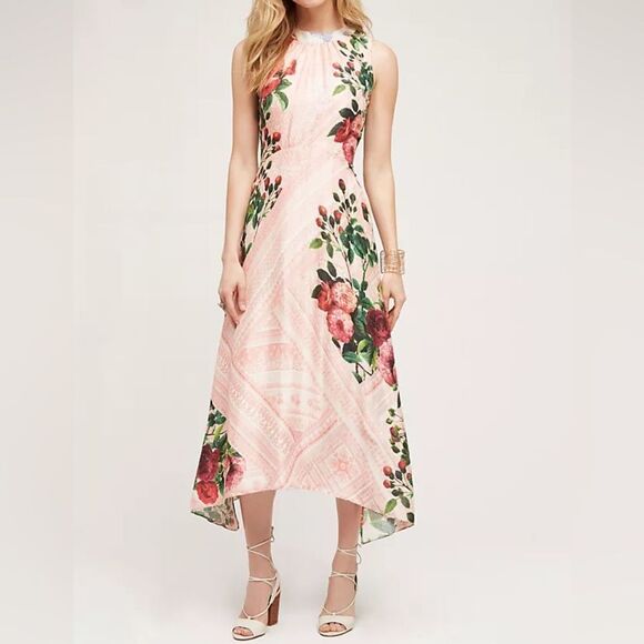 Anthropologie Dresses & Skirts - Pankaj & Nidhi Dress Women’s 6 Butterfly Garden Beaded Neck Sleeveless Midi
